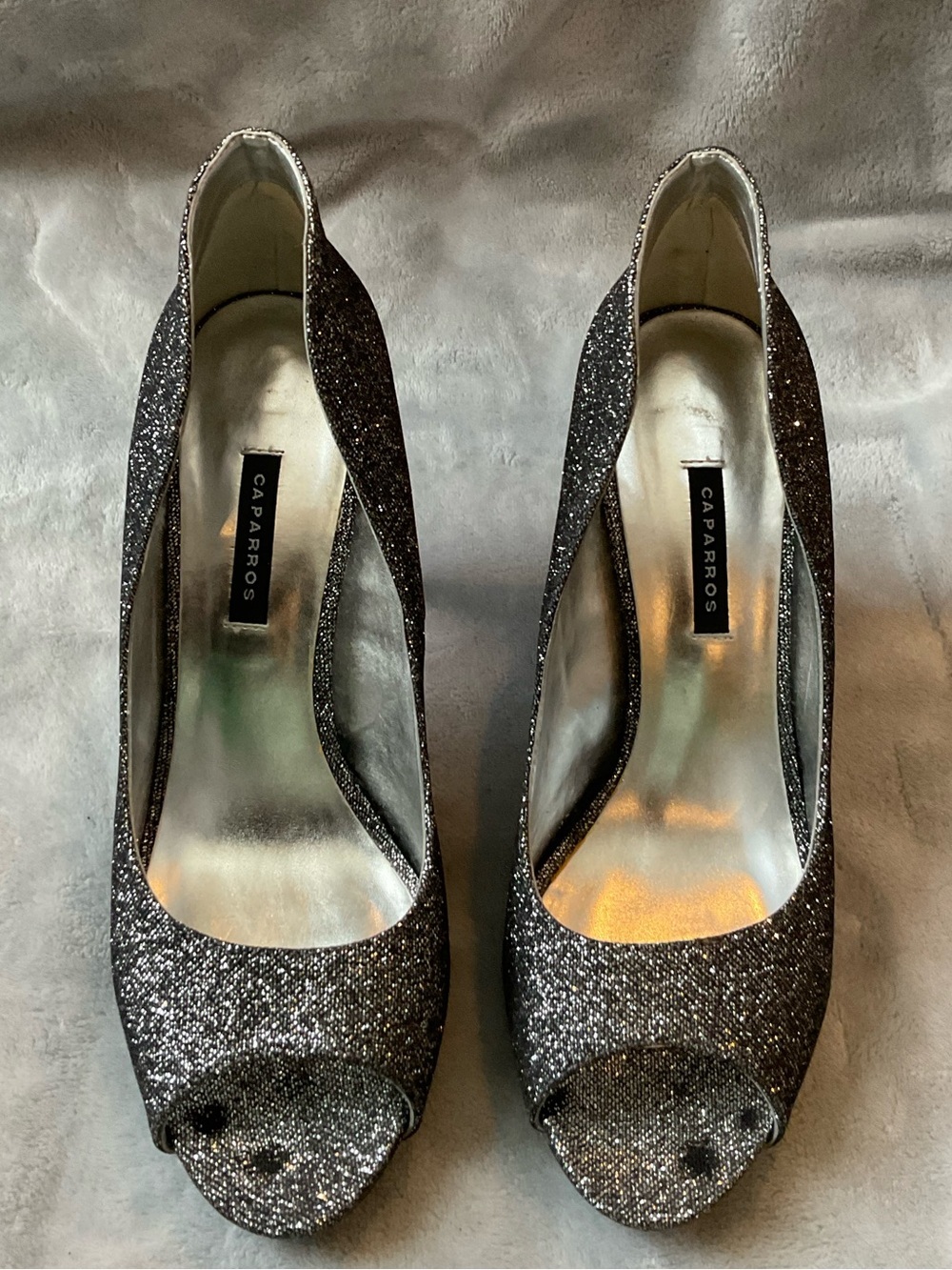 Caparros Black with Silver Peep Toe